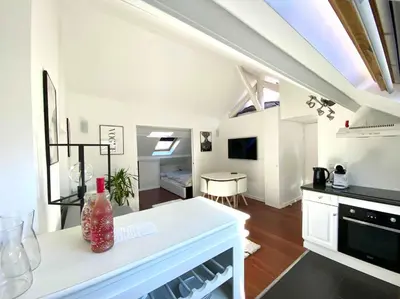 Cuisine ou kitchenette dans l'établissement Magnifique 2 pièces Theatre de Boulogne