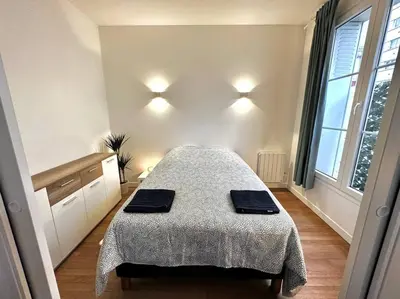 Un ou plusieurs lits dans un hébergement de l'établissement Appartement 50m2 avec terrasse idéalement situé
