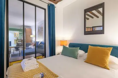 Un ou plusieurs lits dans un hébergement de l'établissement Spacious apartment - 2BR-6P - Bastille