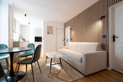Coin salon dans l'établissement Lovely apartment Near Canal St Martin