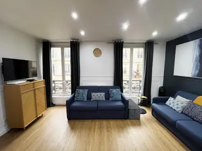 Coin salon dans l'établissement Urban Flat 17 - Pretty 3 BDR Flat in Paris Montorgueil