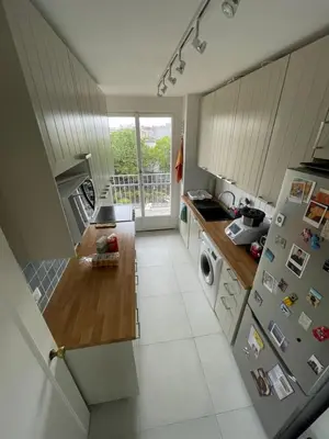 Cuisine ou kitchenette dans l'établissement Appartement sur quai de Seine
