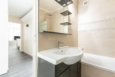 Salle de bains dans l'établissement Appartement ensoleillé Buttes Chaumont - III