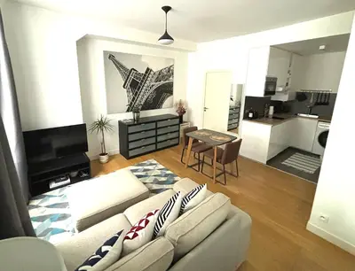 Cuisine ou kitchenette dans l'établissement Marais Modern & Spacious Studio
