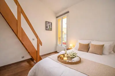 Un ou plusieurs lits dans un hébergement de l'établissement Le Duplex Cœur de Montmartre # Confort et Charme - Proche Sacré-Coeur