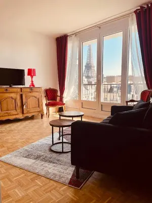 Coin salon dans l'établissement Vue imprenable sur la Tour Eiffeil