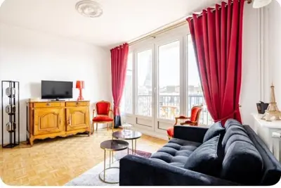 Coin salon dans l'établissement Vue imprenable sur la Tour Eiffeil