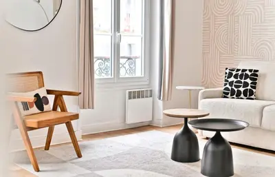 Coin salon dans l'établissement Appartement 2 pieces #TourEIffel #Invalides