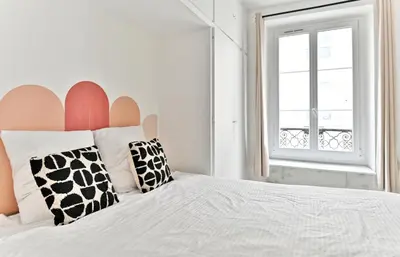 Un ou plusieurs lits dans un hébergement de l'établissement Appartement 2 pieces #TourEIffel #Invalides