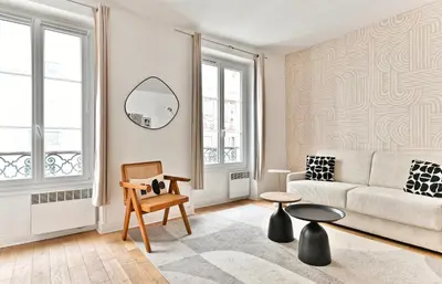 Coin salon dans l'établissement Appartement 2 pieces #TourEIffel #Invalides