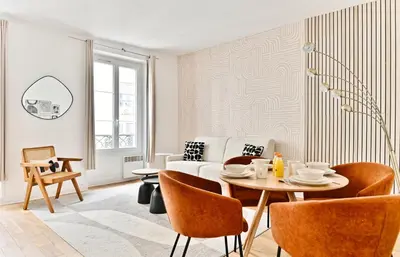Coin salon dans l'établissement Appartement 2 pieces #TourEIffel #Invalides