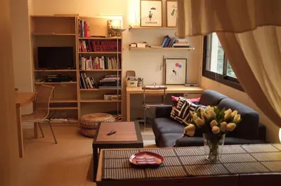 Coin salon dans l'établissement Studio très calme Montparnasse