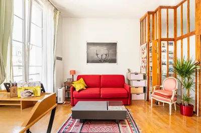 Coin salon dans l'établissement Appartement de charme - Haut Marais - Paris Centre