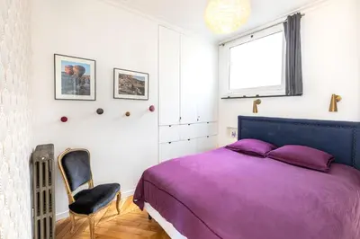 Un ou plusieurs lits dans un hébergement de l'établissement Luxury 1 BR apartment 700ft2 Montorgueil/LesHalles