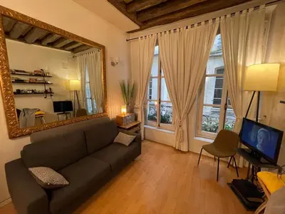 Télévision ou salle de divertissement dans l'établissement Romantique Suite Pont Neuf