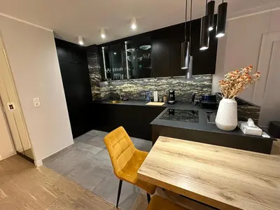 Cuisine ou kitchenette dans l'établissement Elegant Apartment Minutes from Paris