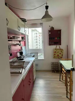 Cuisine ou kitchenette dans l'établissement 2 pièces Lumineux proche du Parc Buttes Chaumonts