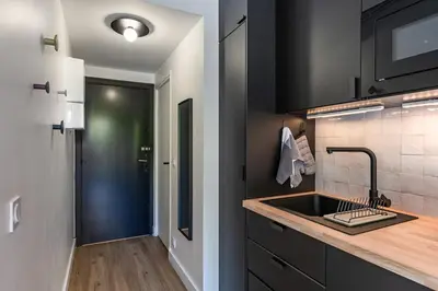 Cuisine ou kitchenette dans l'établissement Studio rénové avec balcon près des Champs-Elysées