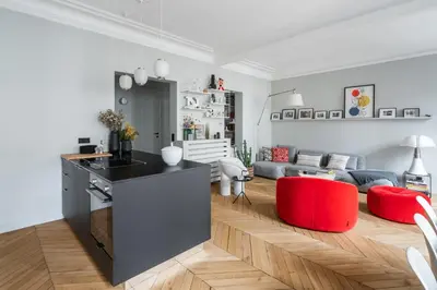 Coin salon dans l'établissement Luxe à Boulogne : Appart. Haut Standing