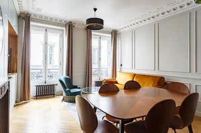 Coin salon dans l'établissement Stylish apartment in the heart of Paris