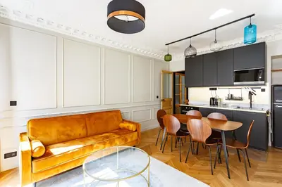 Cuisine ou kitchenette dans l'établissement Stylish apartment in the heart of Paris