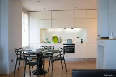 Cuisine ou kitchenette dans l'établissement Moderne 2 pièces en plein Paris au bord de Seine