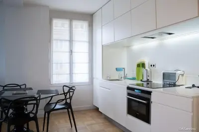 Cuisine ou kitchenette dans l'établissement Moderne 2 pièces en plein Paris au bord de Seine