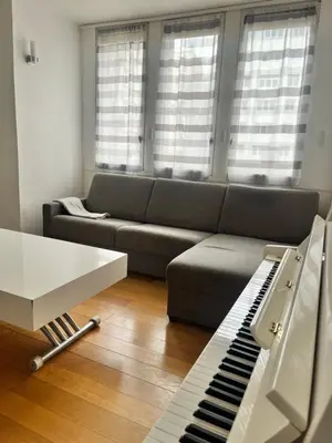 Coin salon dans l'établissement Appartement cosy près de la Seine