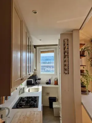 Cuisine ou kitchenette dans l'établissement Appartement lumineux - vue sur le canal