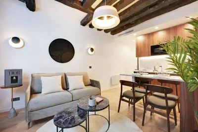 Coin salon dans l'établissement Chic apartment - 1BR-4P -AC- Marais-Vosges
