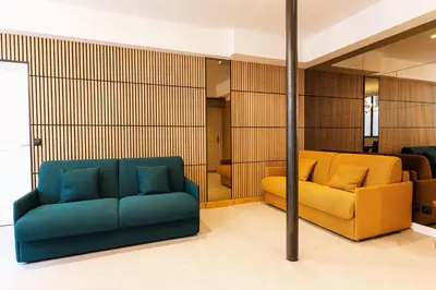 Coin salon dans l'établissement Loft 1 BR jardin des plantes AC by LCC Agency