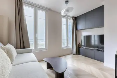 Un ou plusieurs lits dans un hébergement de l'établissement MyKeypers - Luxury & Design Flat 1BR/4P- Bastille