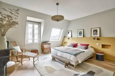 Coin salon dans l'établissement Charming love nest in Paris
