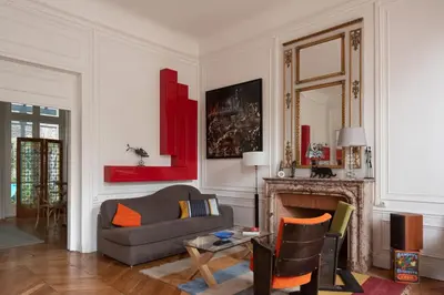 Coin salon dans l'établissement Spacious nest with terrace near Batignolles