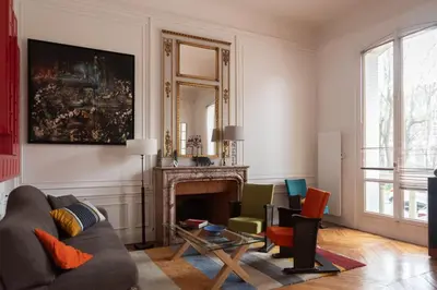 Coin salon dans l'établissement Spacious nest with terrace near Batignolles
