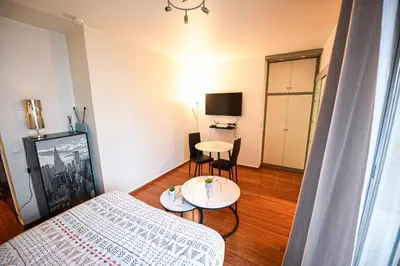 Télévision ou salle de divertissement dans l'établissement Studio de luxe les champs Élysées 2