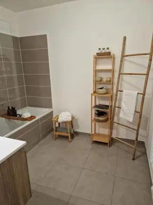 Salle de bains dans l'établissement Cozy apartment near Paris