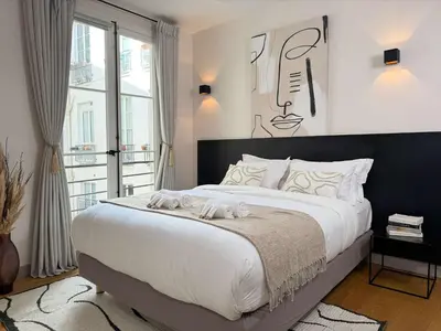 Un ou plusieurs lits dans un hébergement de l'établissement Saint Germain des Pres - Prestige apartment with lift for 6