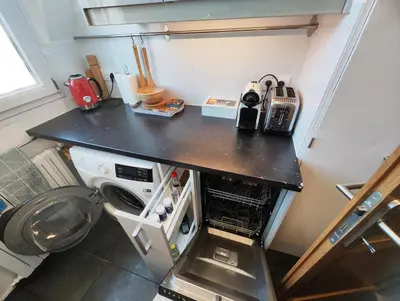 Cuisine ou kitchenette dans l'établissement Studio de charme toits parisiens