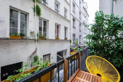 Balcon ou terrasse dans l'établissement Appartement cosy avec terrasse