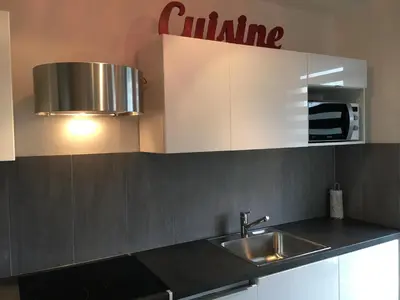 Cuisine ou kitchenette dans l'établissement Grand Studio design avec parking