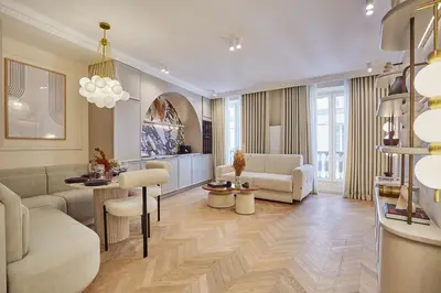 Coin salon dans l'établissement Residence in the Marais with Air-conditioned by Studioprestige