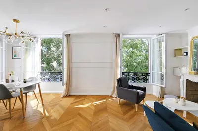 Coin salon dans l'établissement Trendy apartment - 2BR-4P - Saintonge-Le Marais
