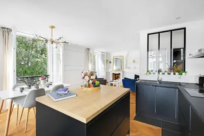 Coin salon dans l'établissement Trendy apartment - 2BR-4P - Saintonge-Le Marais