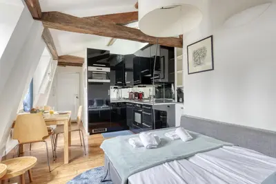 Cuisine ou kitchenette dans l'établissement Homely & Pleasant T2 flat in the Heart of Paris