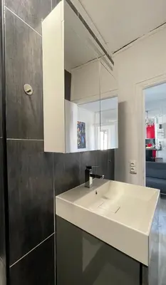 Salle de bains dans l'établissement Charmant 2 pièces, Métro direct centre de Paris, Lignes 7 et 14, Tramway Ligne T3
