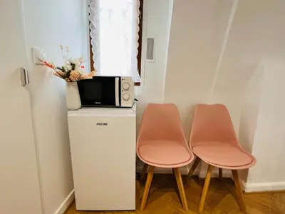 Cuisine ou kitchenette dans l'établissement Apart super 150m de Centre Pompidou