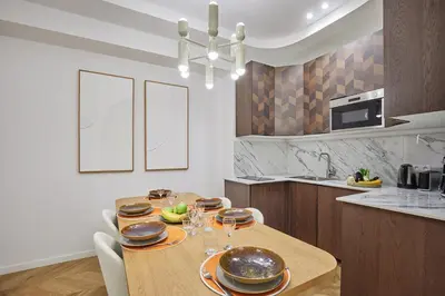 Cuisine ou kitchenette dans l'établissement Résidence Saint Germain des Près Rue de Rennes by Studioprestige