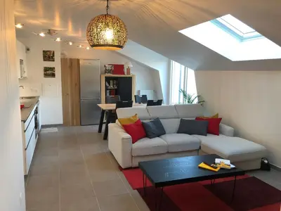 Cuisine ou kitchenette dans l'établissement Modern apartment close to Paris