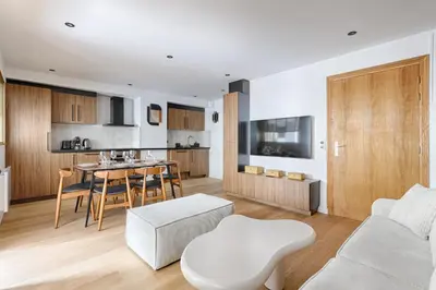 Cuisine ou kitchenette dans l'établissement Appartement Design au coeur du Sentier